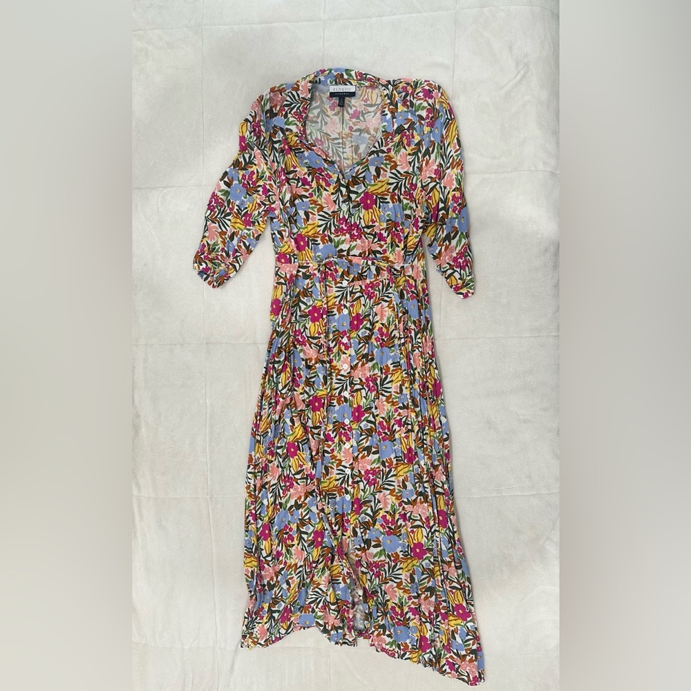 Eloquii Multicolor Floral Long Sleeve Dress